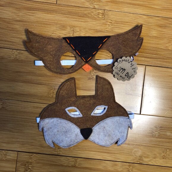 5 Woodland Animals Handmade Soft Felt Children's Masks Halloween Lot Costume - Picture 4 of 11